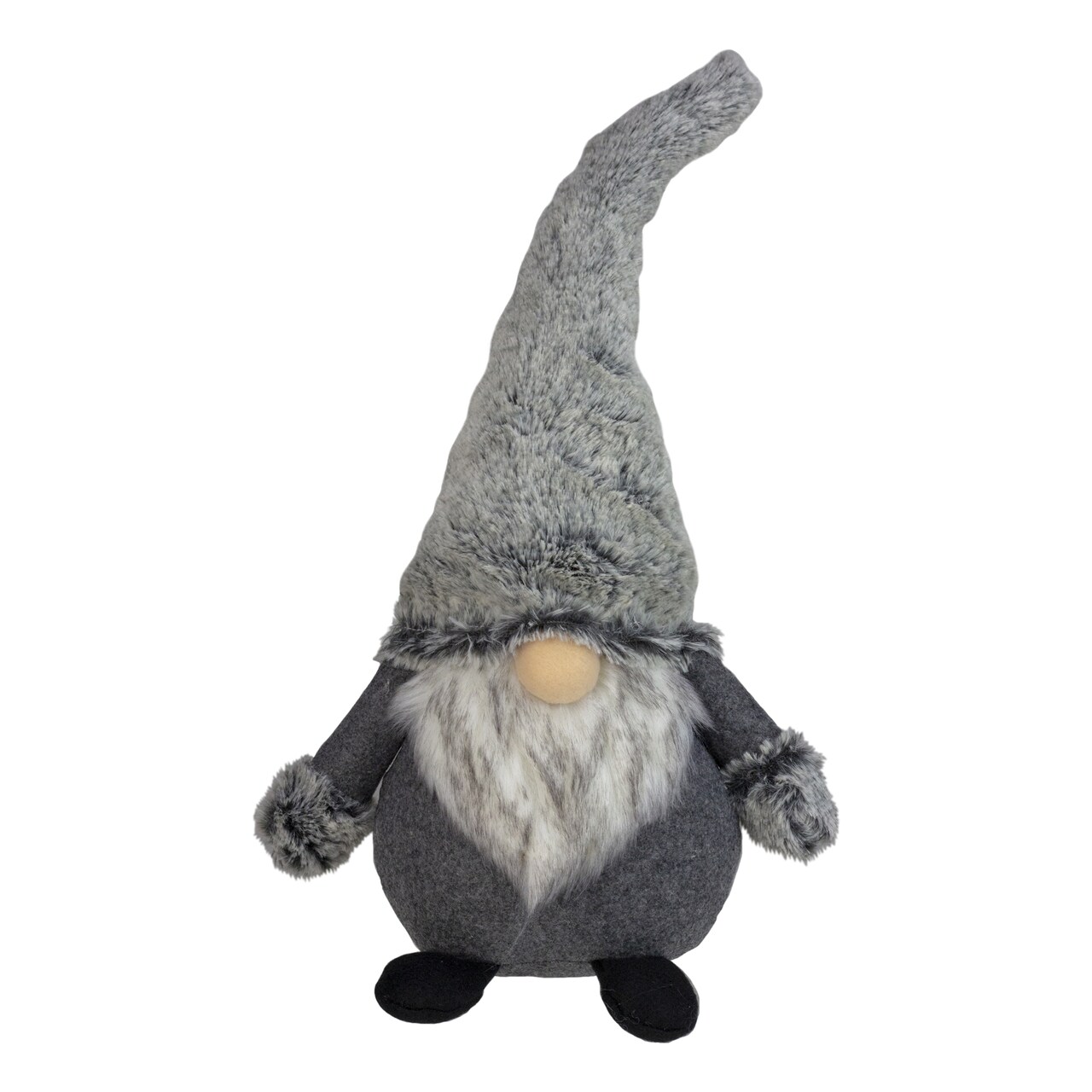 Northlight 15" Gray Rustic Sitting Santa Christmas Gnome with Faux Fur Hat